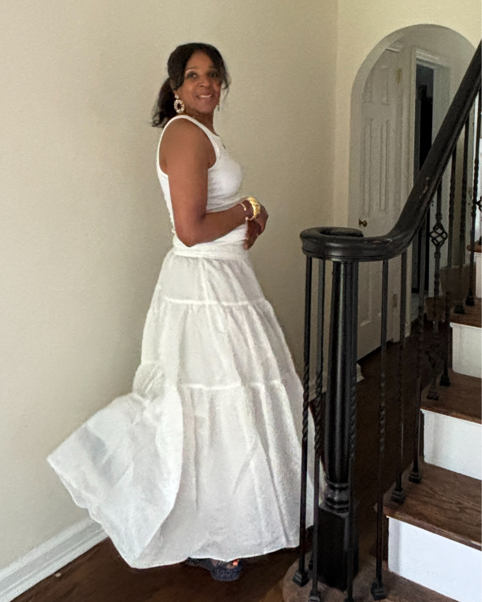 Maxi skirt Christian louboutin denim wedge sandals gold bangle bracelet white tank top #vacation #maxi #skirt #style #summer #ootd #fashionn

#LTKStyleTip #LTKWorkwear #LTKFindsUnder100