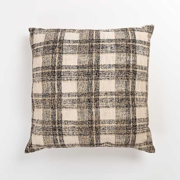 Textured Gray and White Plaid Pillow | Kirkland's Home