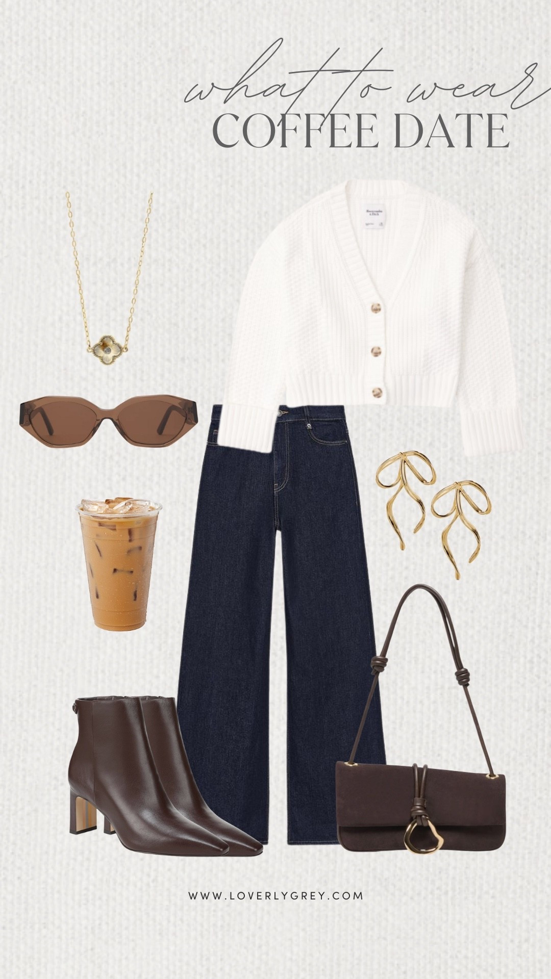 Loverly Grey, what to wear on a coffee date. A casual white knit cardigan from Abercrombie pairs perfectly with dark wash denim! Add brown booties, gold jewelry, and a cute purse to finish the look! Loverly Grey, what to wear, coffee datee

#LTKgrwm #LTKSeasonal #LTKHoliday