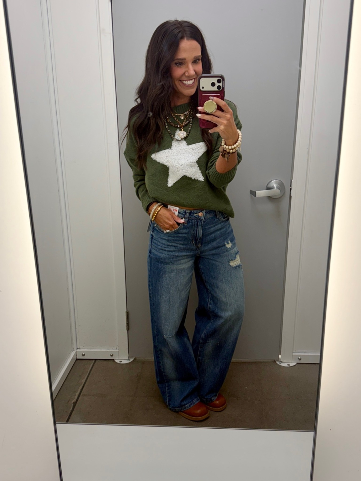 These @Walmart jeans are currently on sale for $12.95!!! I’m wearing a 5 in the jeans and small in the sweater
