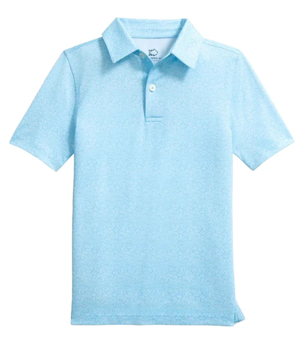 Southern Tide Driver Paradise Shores Performance Polo- Tropical Breeze Blue | JoJo Mommy