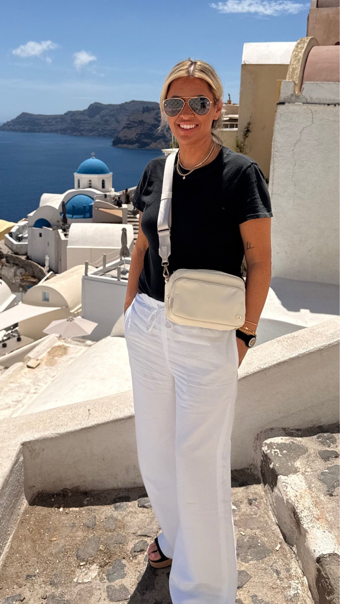 Easy Spring Outfit in Santorini ☀️
Perfect basic tee, Linen Pants, and comfy Sandals.

#LTKmomlife #LTKootd #LTKxMadewell