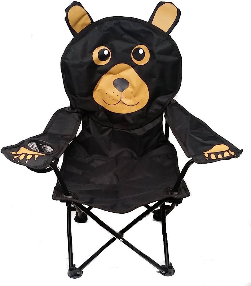Wilcor Kids Folding Camp Chair with Cup Holder and Carry Bag - Black Bear | Amazon (US)