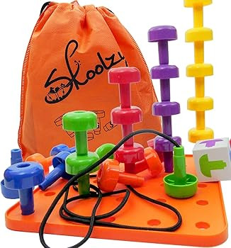 Skoolzy Sensory Peg Board 33 Pc Set, Sorting & Stacking Toys for Toddlers, Baby Fine Motor Develo... | Amazon (US)