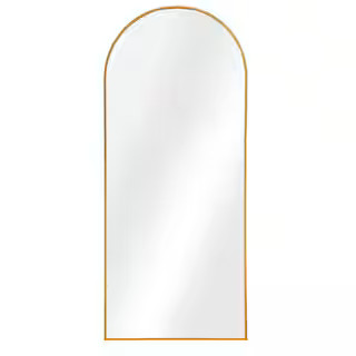 71 in. x 32 in. Modern Arch Metal Framed Gold Full-Length Leaning Mirror | The Home Depot