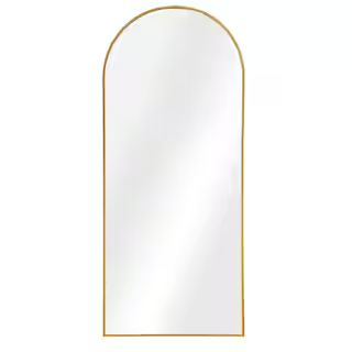 71 in. x 32 in. Modern Arch Metal Framed Gold Full-Length Leaning Mirror | The Home Depot