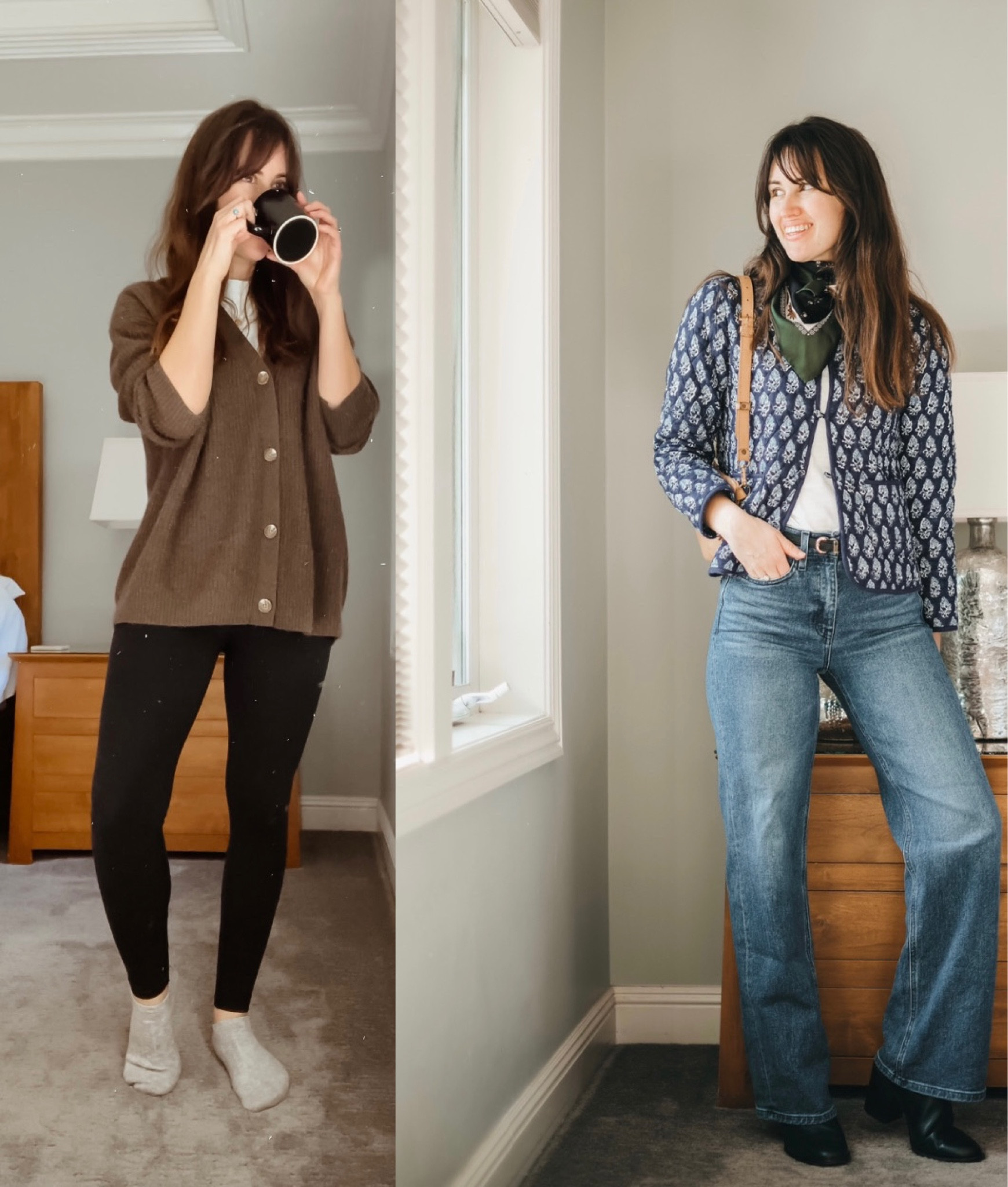 Jacket is from Dilli Gray on the Choose app 

Scarf is from Mister K Ali found on the Choose app

Tee is from ABLEClothing.com code: ALEX20

Jeans are TTS

Brown cardigan runs big so go with your regular size or down one  

Leggings are Pact 



#LTKSeasonal #LTKstyletip