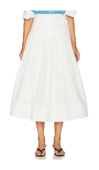 Midi Wrap Skirt in Tech Poplin in White | Revolve Clothing (Global)