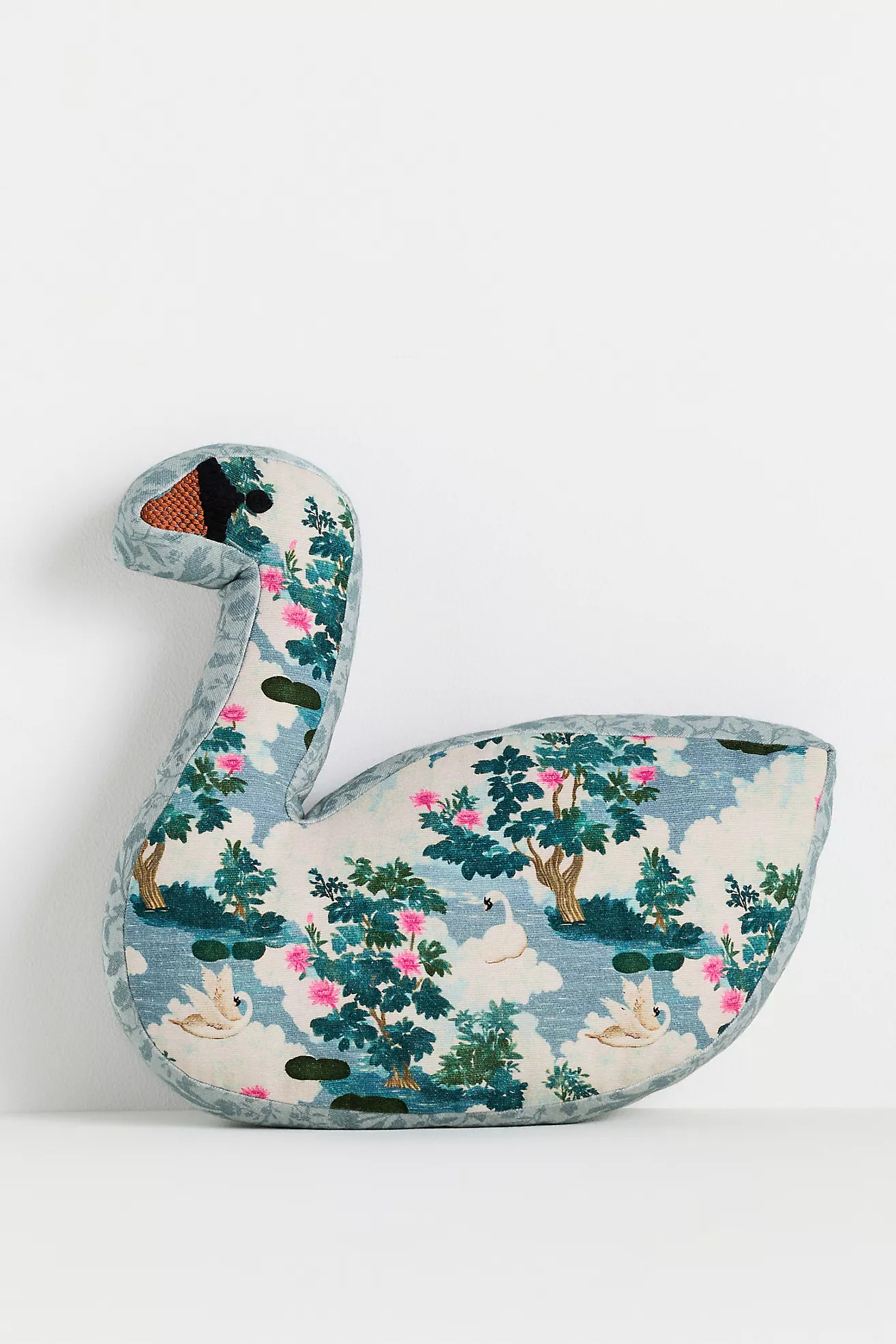 Swan Cotton Embellished Woven Shaped Pillow | Anthropologie (US)