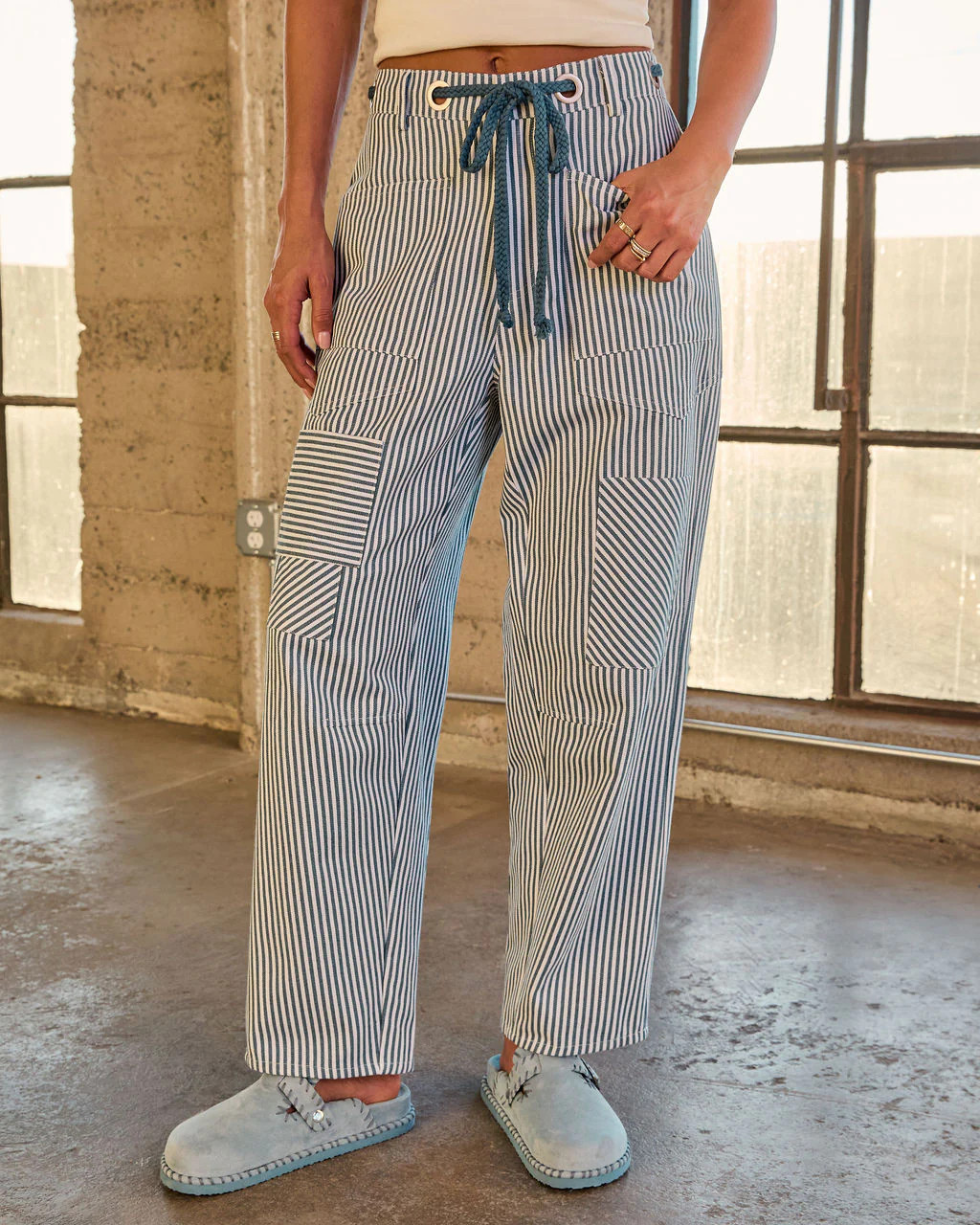 Lumen Pinstripe Rigid Straight Leg Jeans | VICI