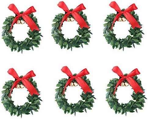 Olen 4 inch Mini Christmas Artificial Wreath Decorations for Christmas Ornaments | Amazon (US)