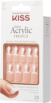 KISS Salon Acrylic French Nail Manicure Set, Petite Length, Square, “ Crush Hour”, Nail Kit I... | Amazon (US)