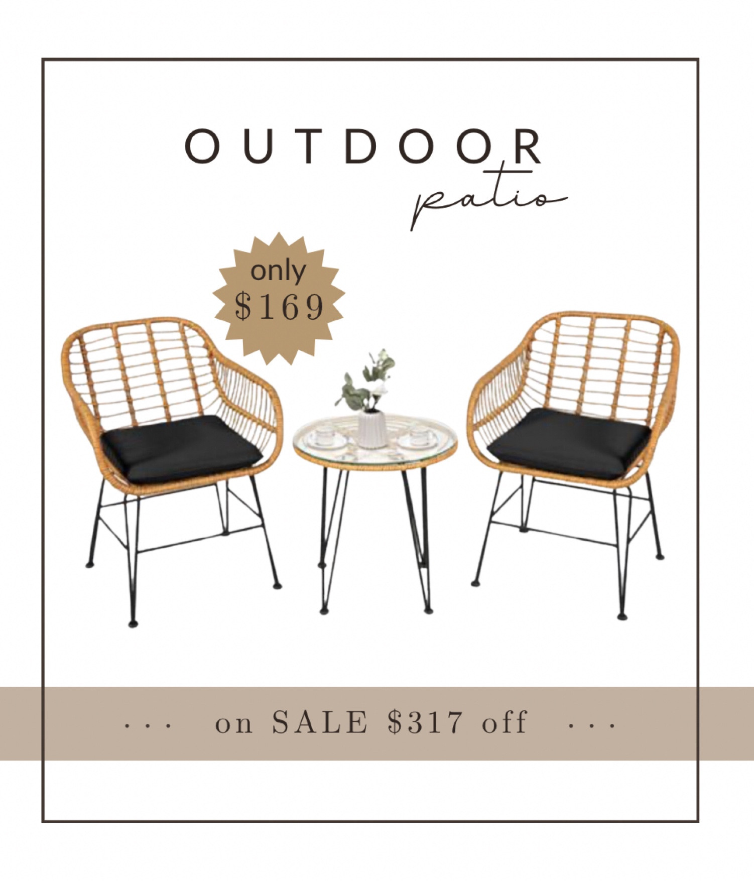 Don’t miss out on this MAJOR SALE for this gorgeous outdoor wicker patio bistro set for under $200 

#Target #PatioFurniture #OutdoorFurniture #TargetSale #Sale

#LTKSeasonal #LTKHome #LTKSaleAlert