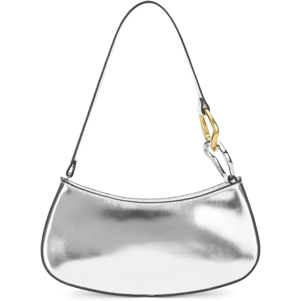 Staud Women's Ollie Leather Shoulder Bag, Chrome | Shop Simon