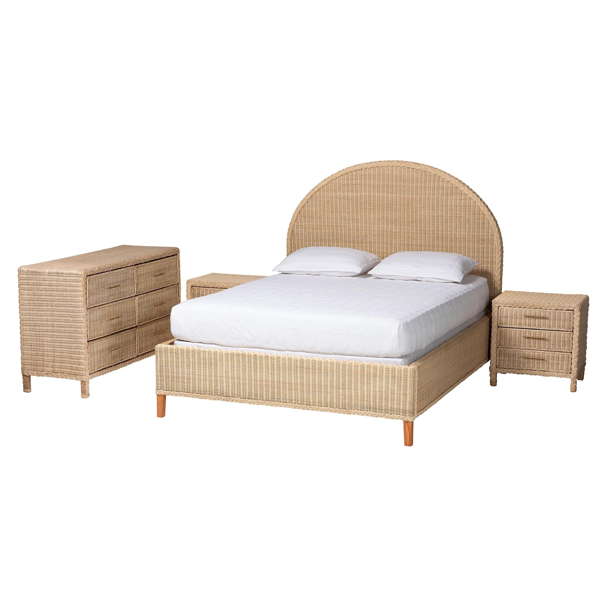 bali & pari Lanica Sun-Bleached Braided Rattan Queen Size 4-Piece Bedroom Set | Amazon (US)
