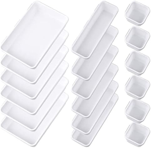 Interlocking Drawer Organizer Set Tray 18Pcs Drawer Organizers (White) Qing Yue, Office Drawer Divid | Amazon (US)