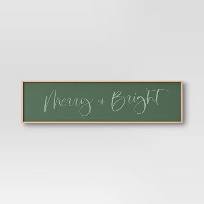 10" x 40" Christmas Framed Canvas Sign Green - Threshold™ | Target