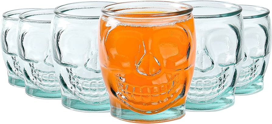 6 Pack - 15 Oz Sugar Skull Glass Tumblers - Set of 6 Creepy Drinking Cups -15 oz, Witchy Gifts, G... | Amazon (US)