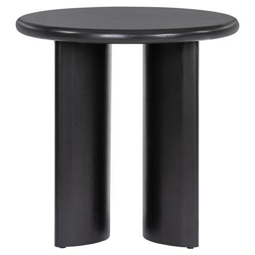 Open Box Paris Rustic Lodge Black Acacia Wood Crescent Base Round Side End Table | Kathy Kuo Home