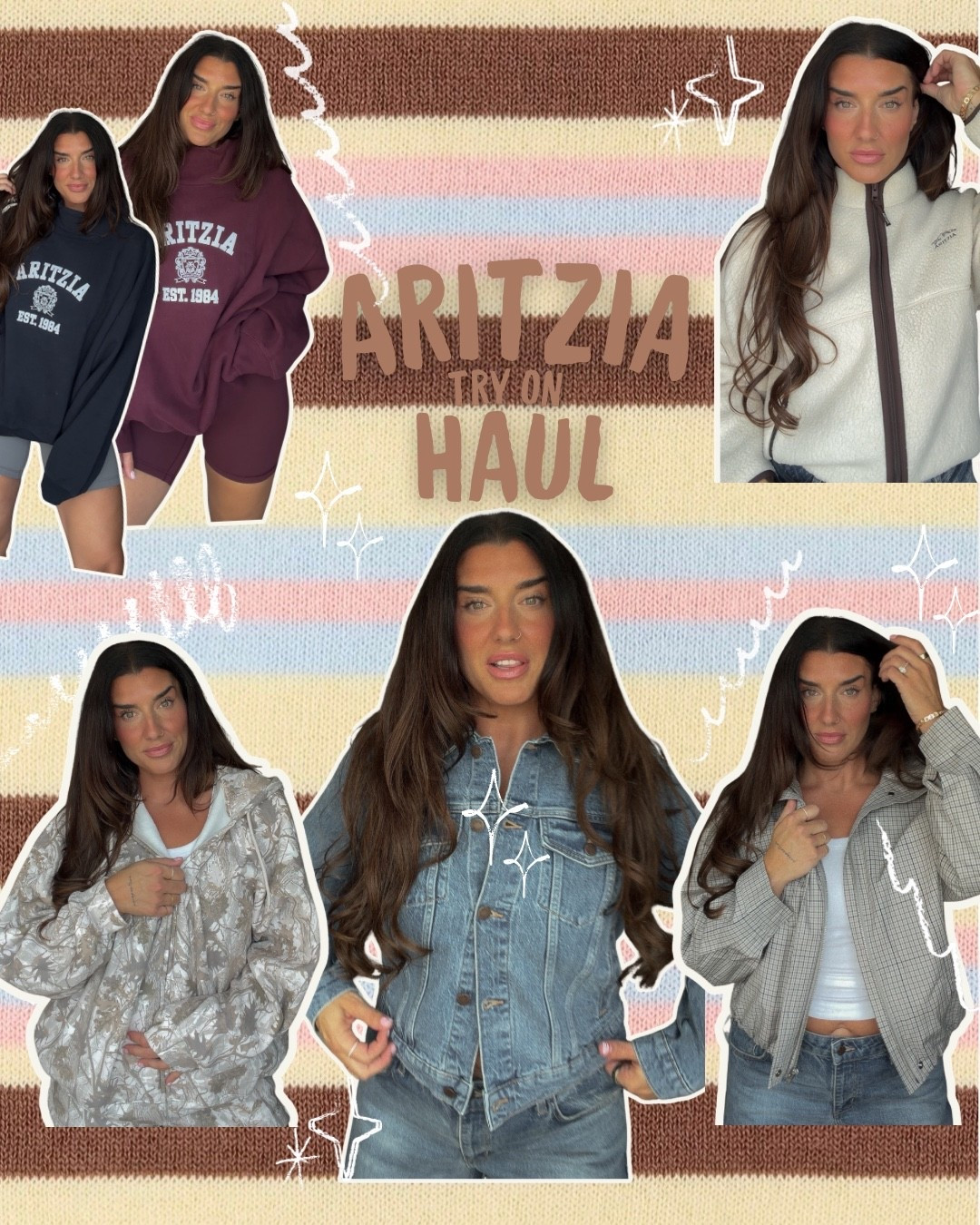 Recent Aritzia haul ✨ sizes below:

XL in all the hoodies/ sweatshirts. I always like them super oversized! 
Size 28 in crossover jeans , 29 in low rise jeans for a little baggier fit! 
M in tank and T
M in workout bra, size 6 in workout shorts 
L in jean jacket (it’s not oversized) 
L in fleece 
M in plaid jacket