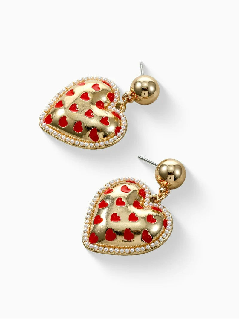 Way to Celebrate Valentine's Day Heart Filled Earrings, 1 Pair | Walmart (US)