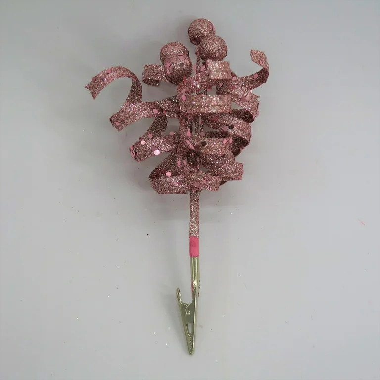 Holiday Time Blush Pink Glitter Swirl Clip On Christmas Ornament | Walmart (US)