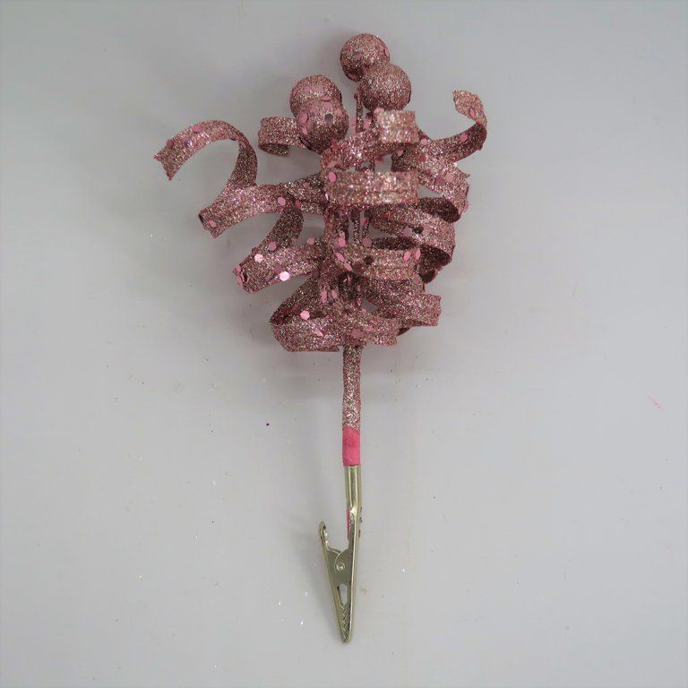 Holiday Time Blush Pink Glitter Swirl Clip On Christmas Ornament | Walmart (US)