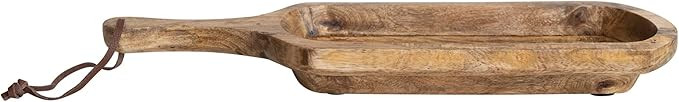 Creative Co-Op Boho Wood Serving Tray with Handle and Leather Tie, Natural | Amazon (US)