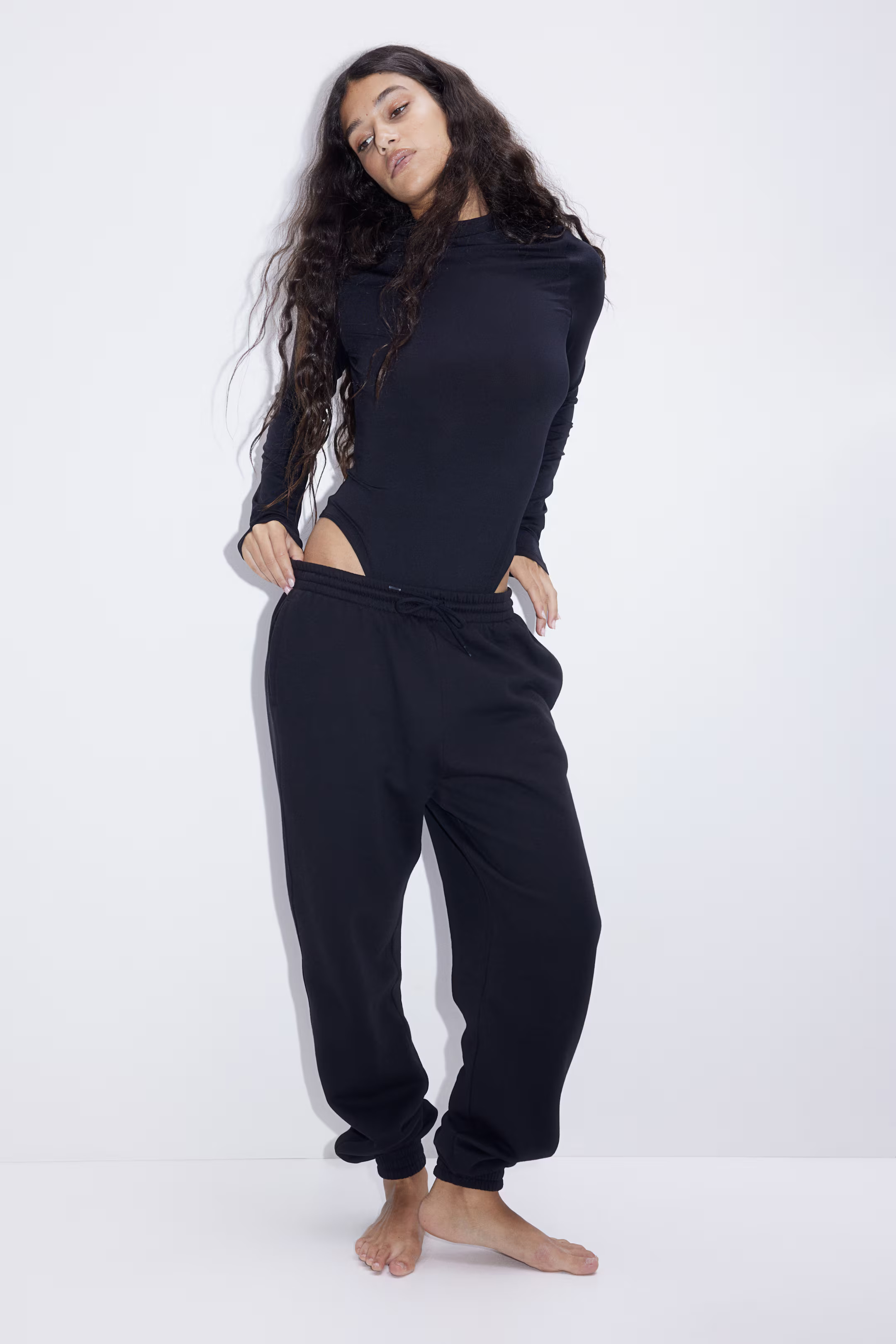 Mock Turtleneck Thong Bodysuit - Black - Ladies | H&M US | H&M (US + CA)