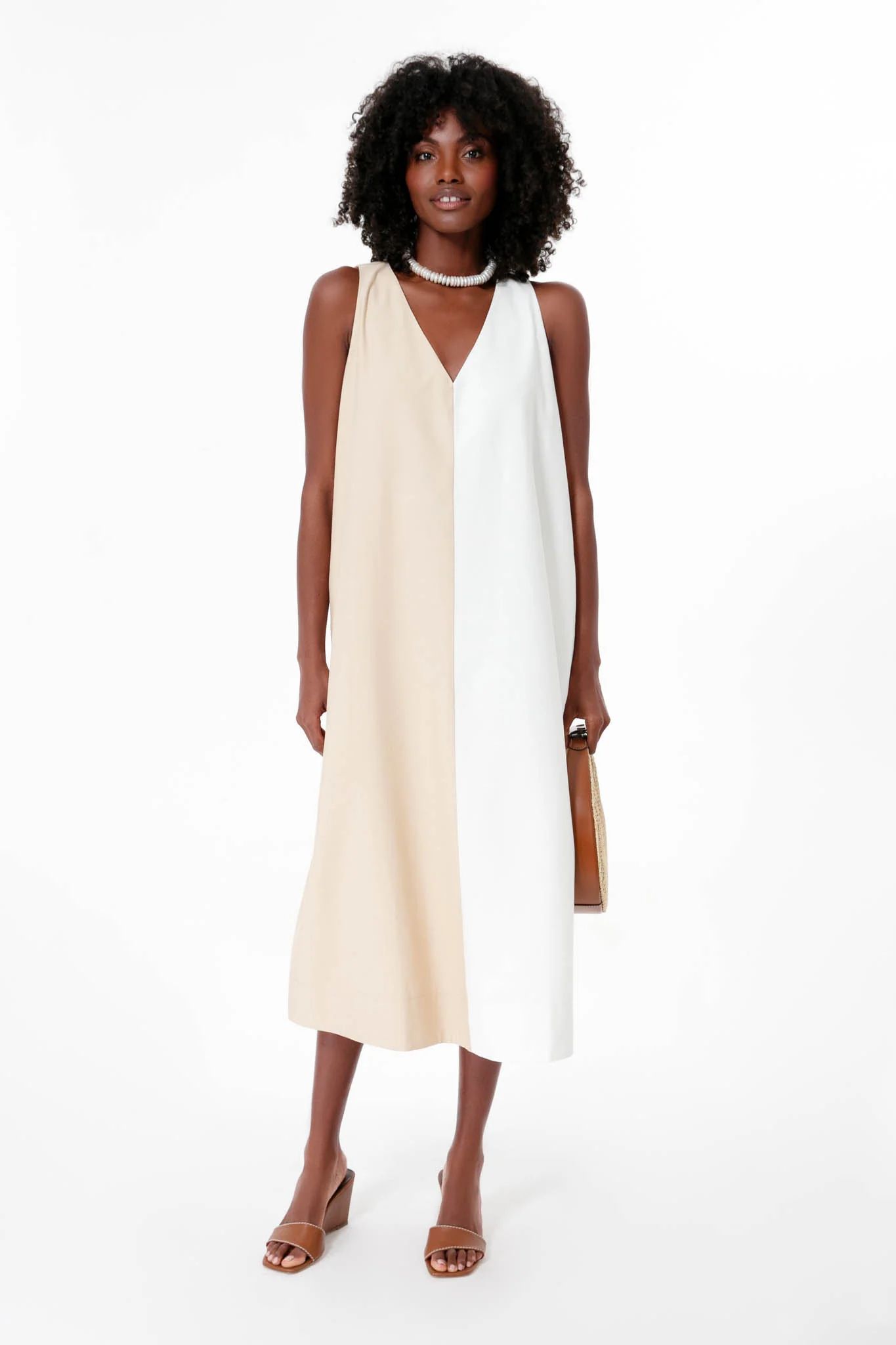 White and Tan Sallie Dress | Tuckernuck (US)