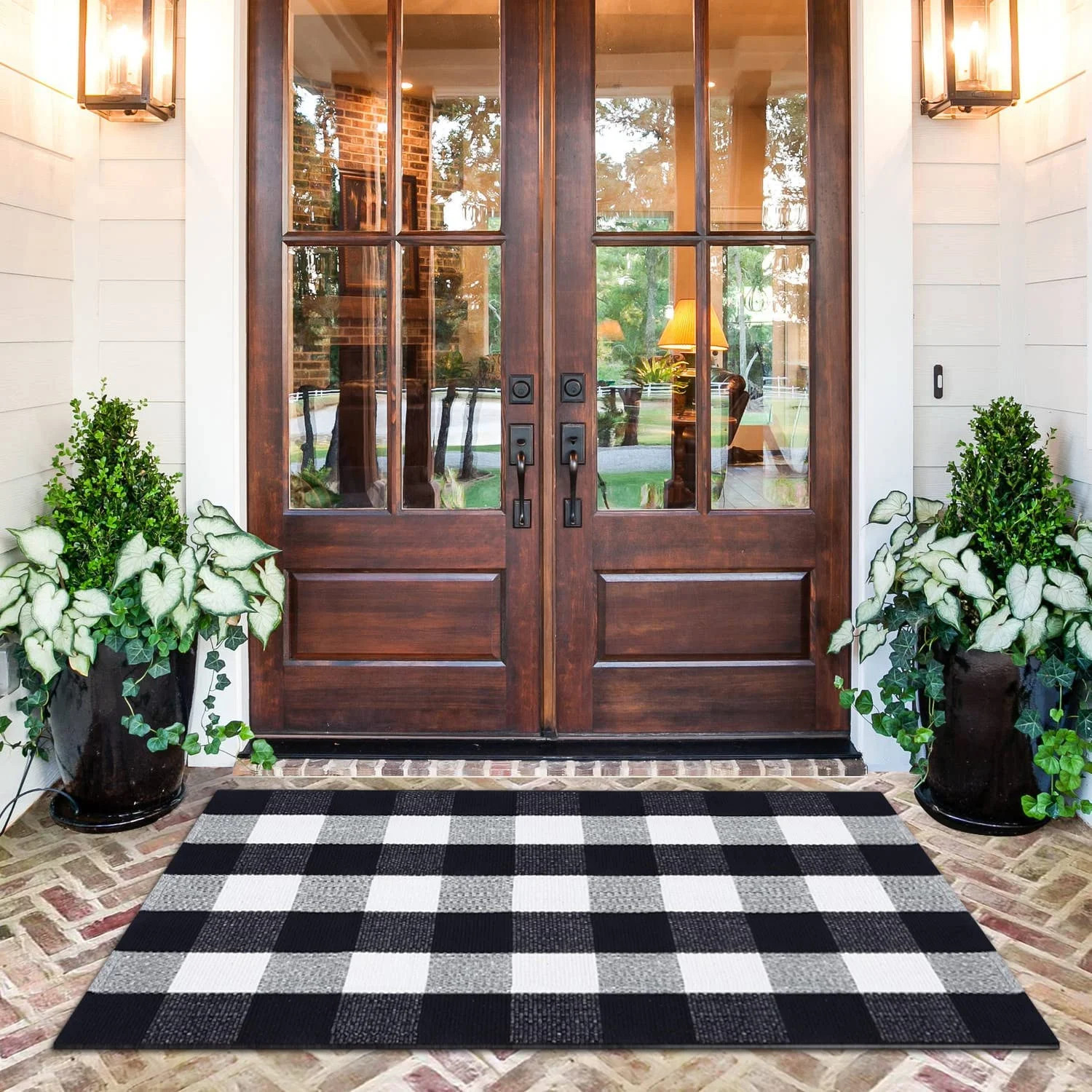 PK.ZTopia Buffalo Plaid Rug – 28"x 44" ,Buffalo Check Rug, Black White Plaid Check Farmhouse Co... | Walmart (US)