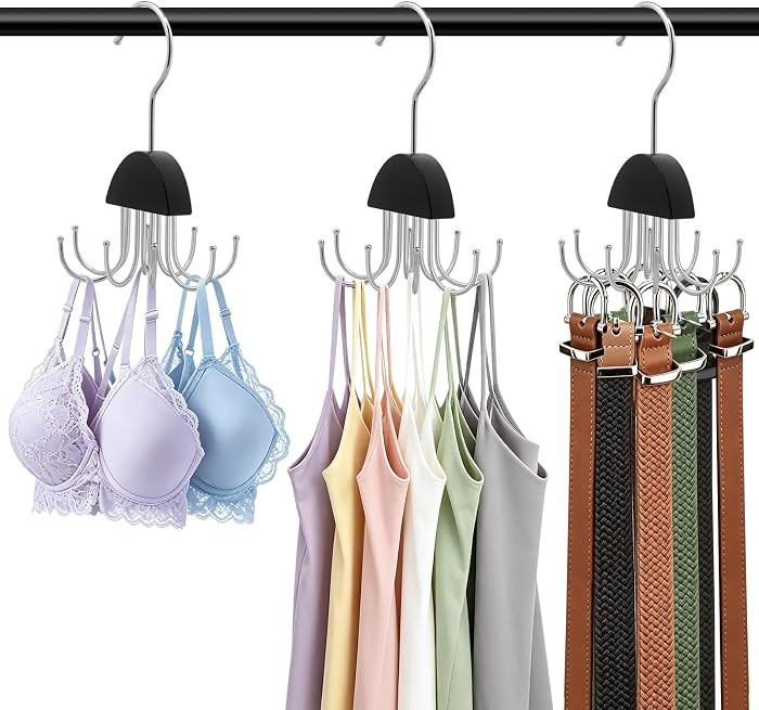 3 Pack Metal 8 Hook Bra Tank Top Hanger, Space Saving Organizer | Amazon (US)