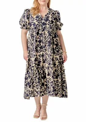 ENGLISH FACTORY Women's FLORAL PRINT TIERED MIDI DRESS | Belk