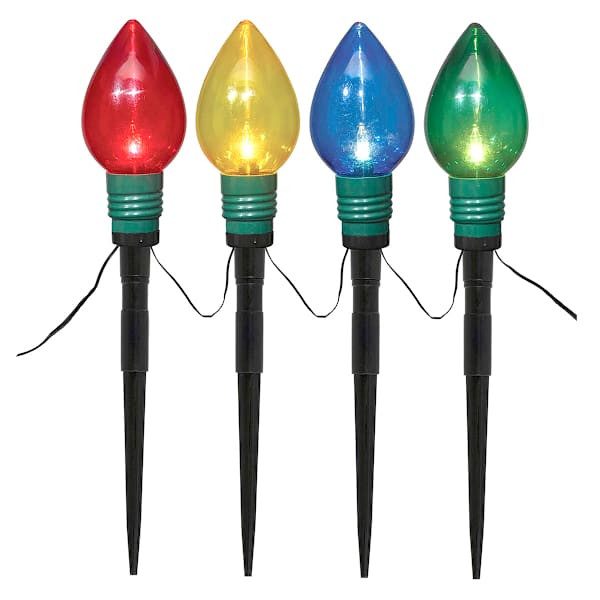 10-Count Multicolor C7 Bulb Lawn Stakes, Plastic, sold by At Home | At Home