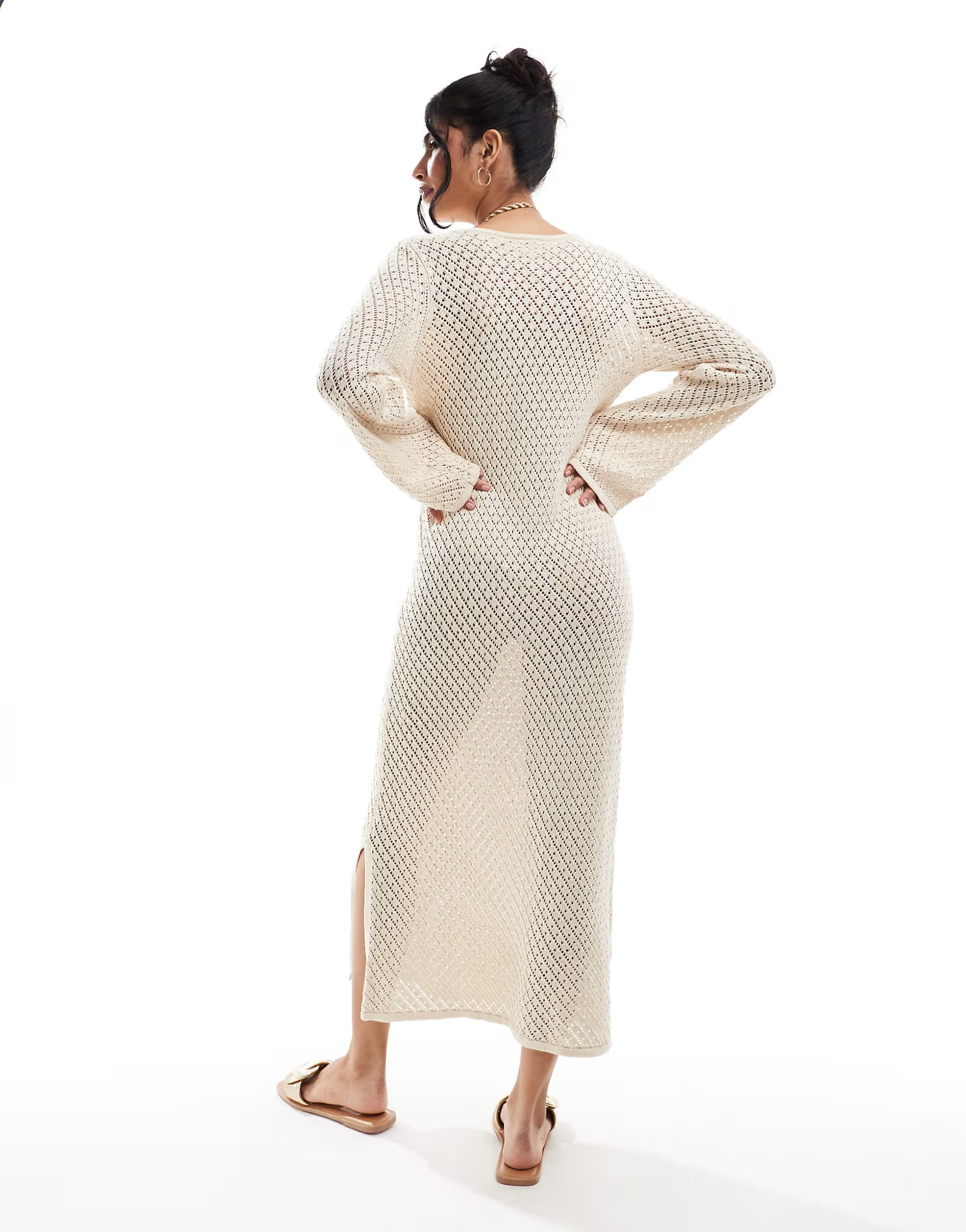 Object knitted scoop neck maxi dress in cream | ASOS (Global)