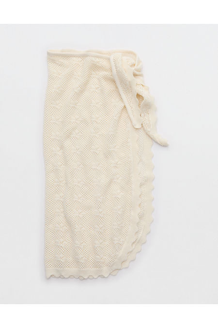 Aerie Scallop Crochet Sarong Women's Natural Large/X-Large | American Eagle Outfitters (US & CA)
