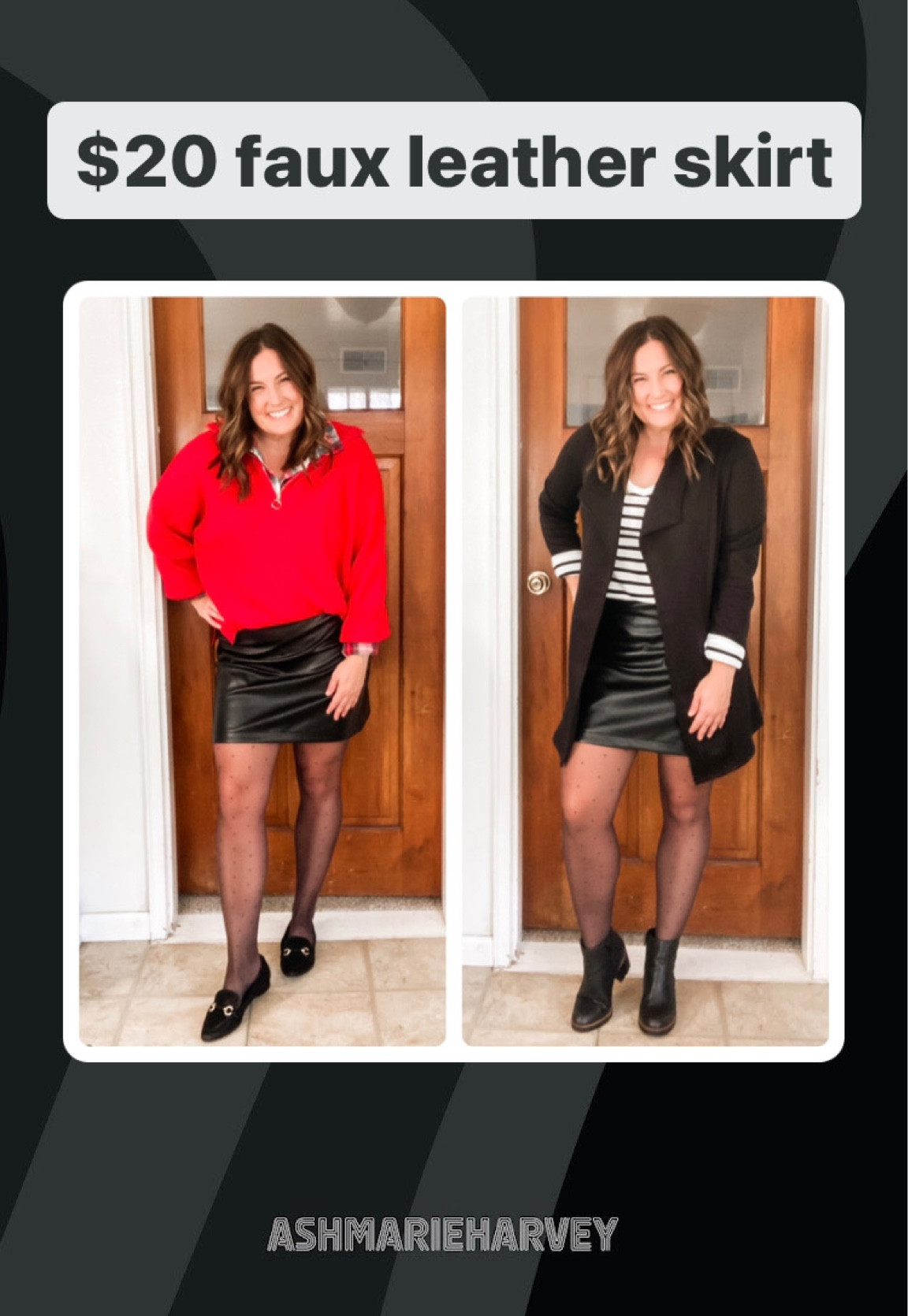 Faux leather skirt fits 

#LTKmidsize #LTKHoliday #LTKCyberWeek