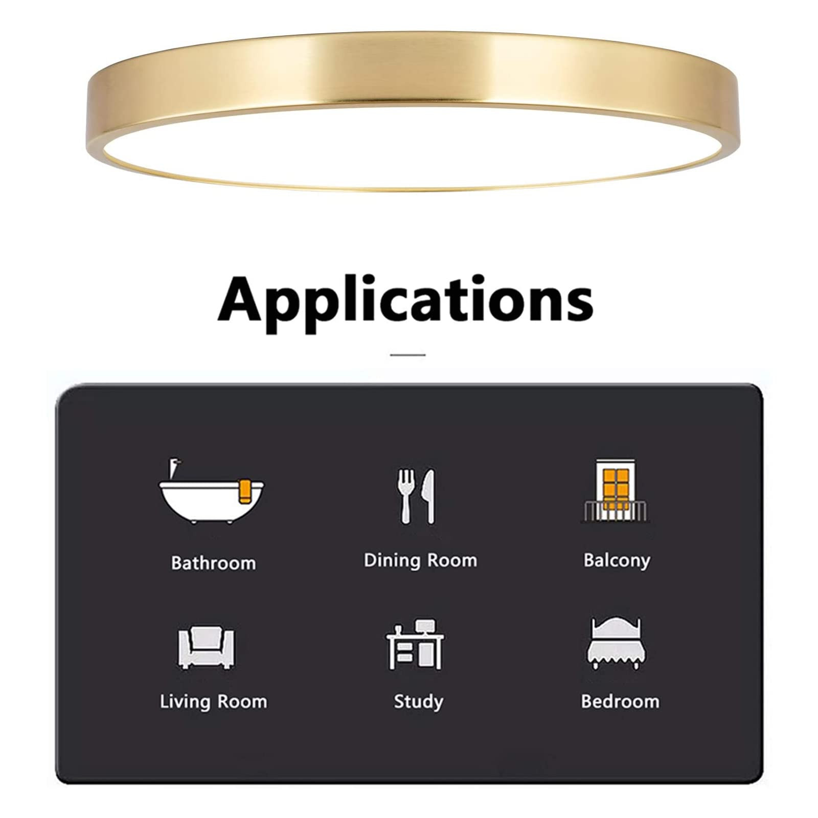 SOTTAE 12 Inch Brushed Gold Flush Mount LED Ceiling Light,3000-5000K 20W Thin Round Ceiling Lamp,... | Amazon (US)