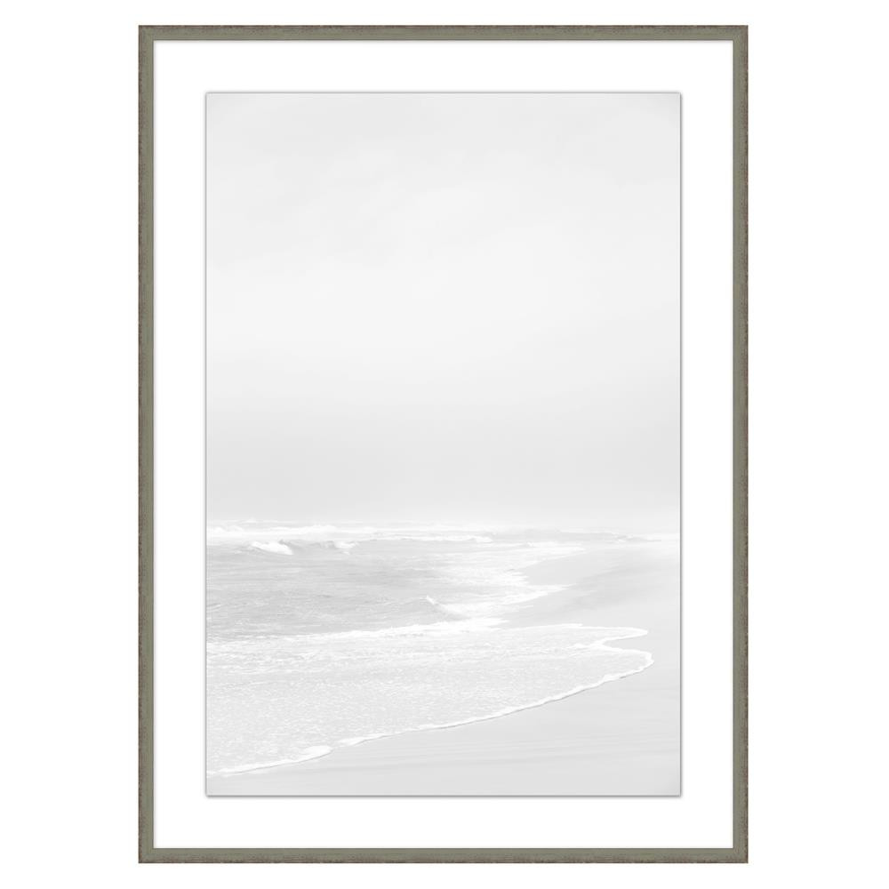 Aman Coastal Beach White Seascape Grey Frame Photography 1  - 48x35 | Kathy Kuo Home