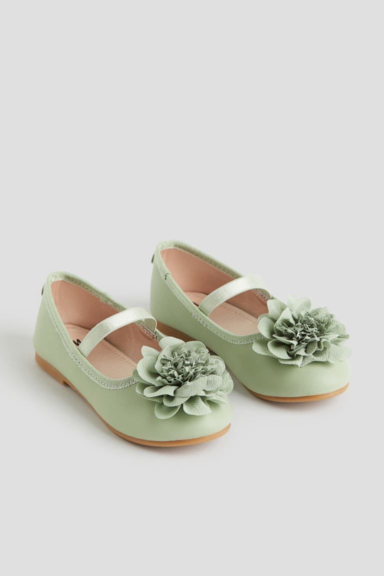 Appliquéd Ballet Flats - Light green - Kids | H&M US | H&M (US + CA)