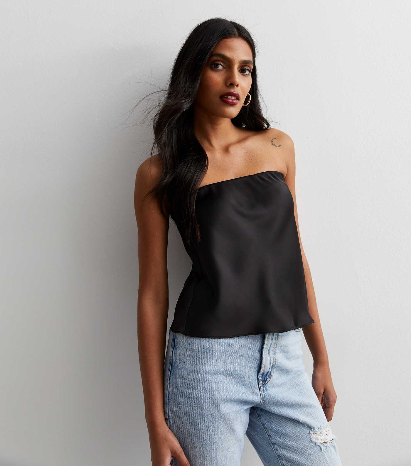 Black Satin Bandeau Top
						
						Add to Saved Items
						Remove from Saved Items | New Look (UK)
