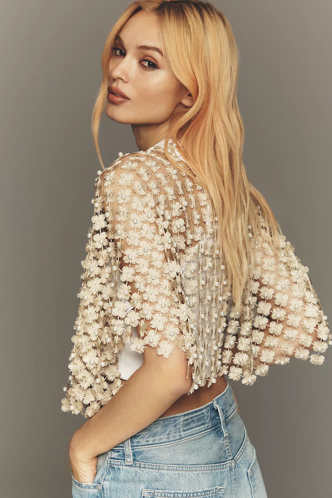 Sheer Pearl Lace Cape | Anthropologie (US)