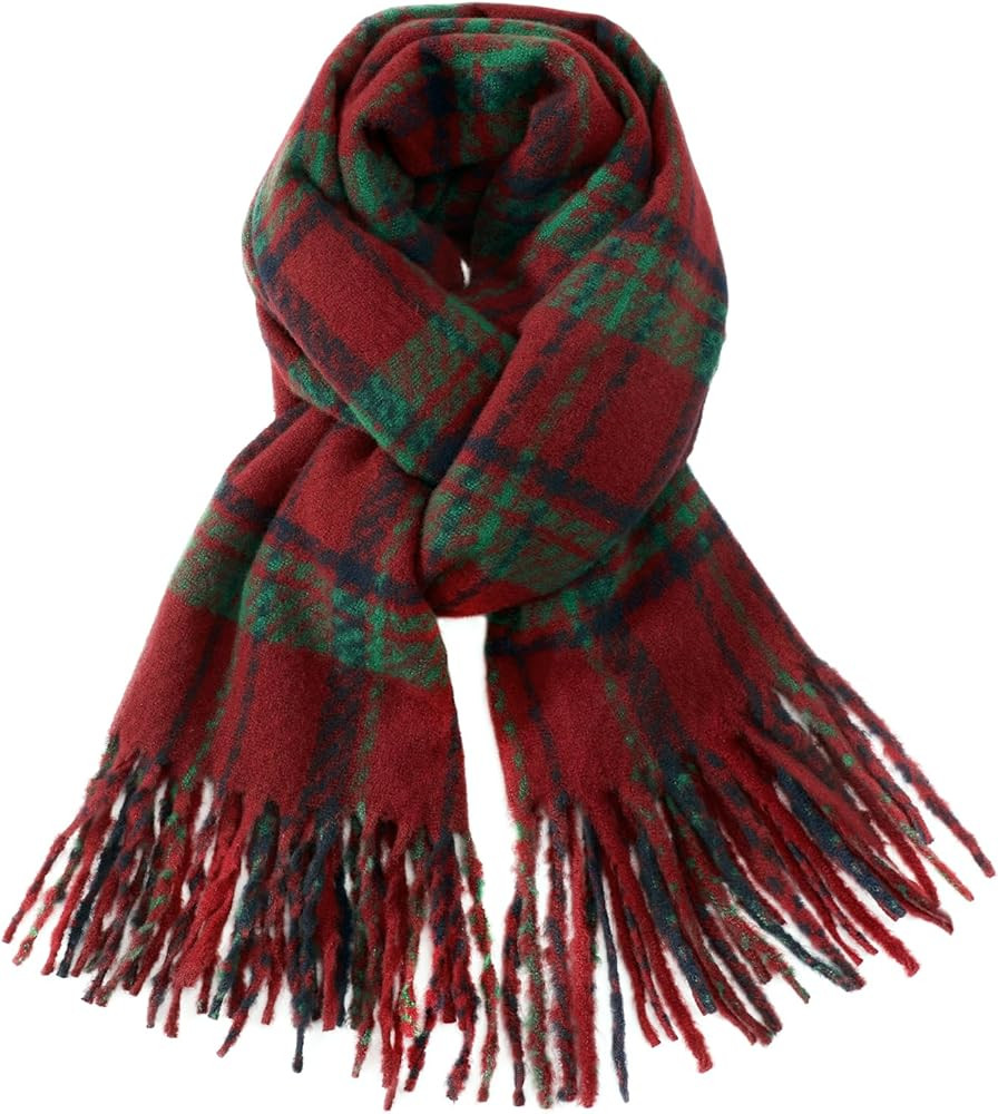 Scarf for Women - Winter Scarf for Women Plaid Shawls Wraps Womens Scarves Winter Fall Tassel Sha... | Amazon (US)