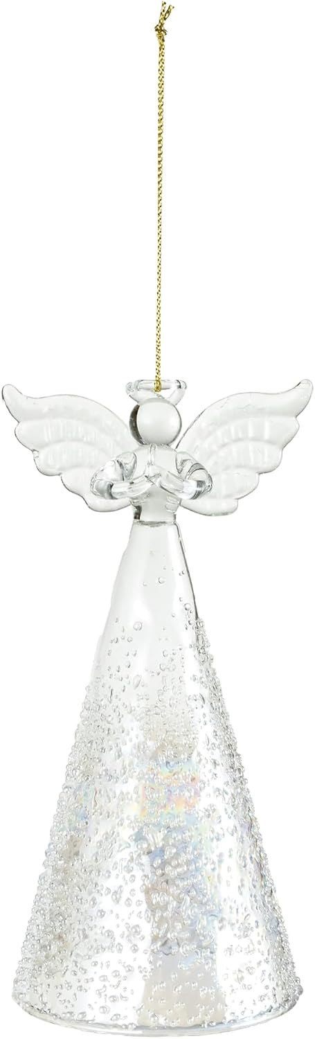 Creative Co-Op Handblown Glass Angel Ornament, Natural | Amazon (US)