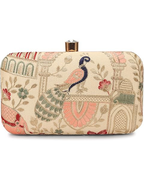 LONGING TO BUY Hand Crafted Designer Box Clutch - Zari Embroidery For Women | Amazon (US)