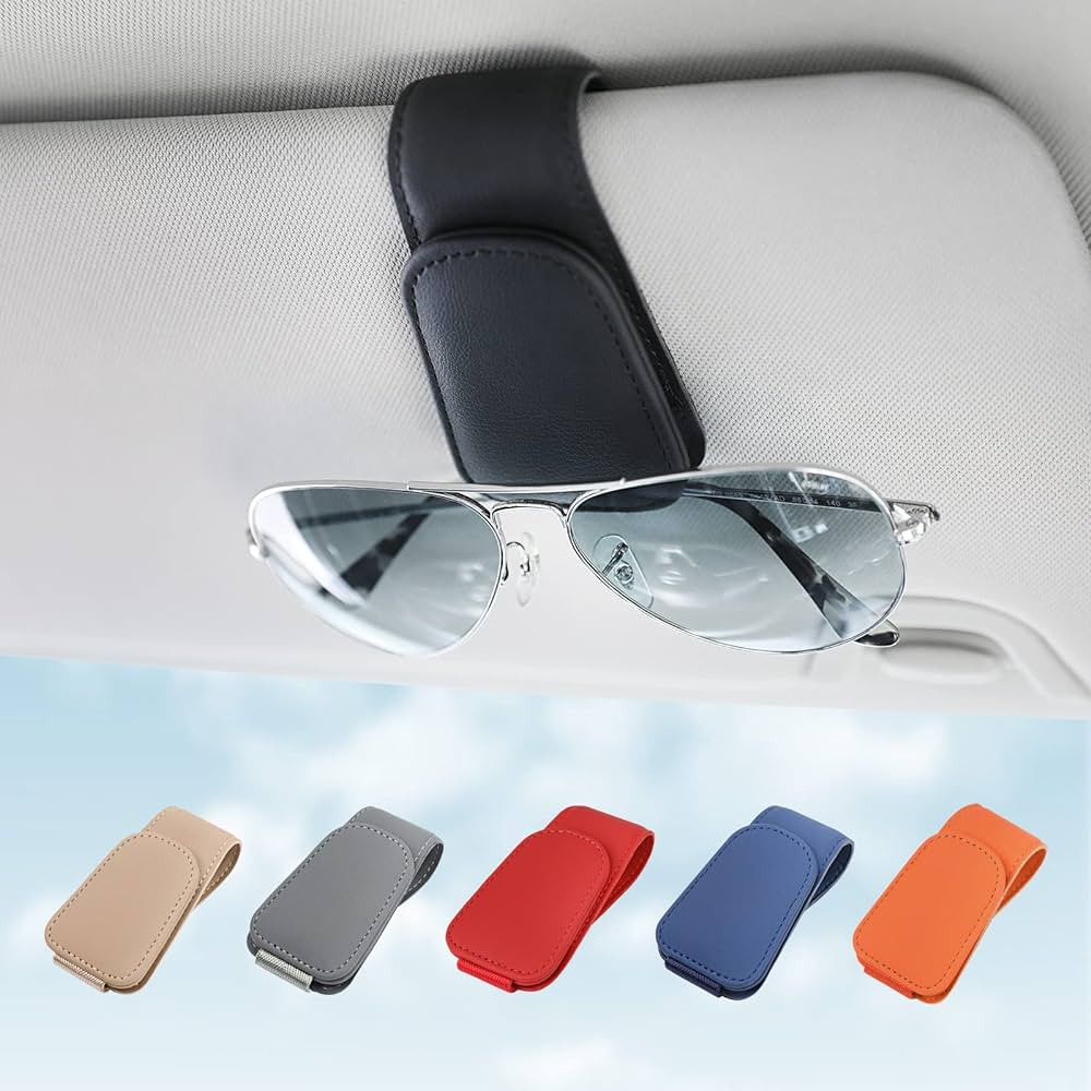 KanSmart Sunglass Holder for Car Sun Visor, Magnetic Sunglasses Clip, Leather Glasses Eyeglass Ho... | Amazon (US)