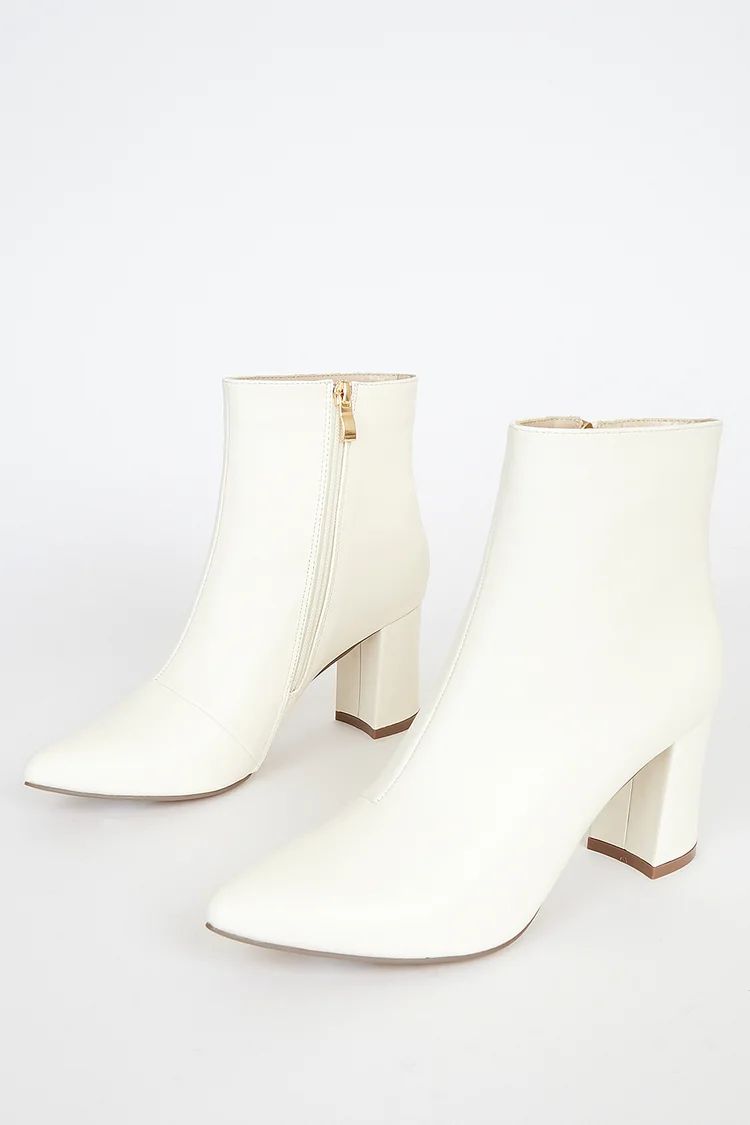 Sarai Off White Pointed-Toe Ankle Booties | Lulus (US)