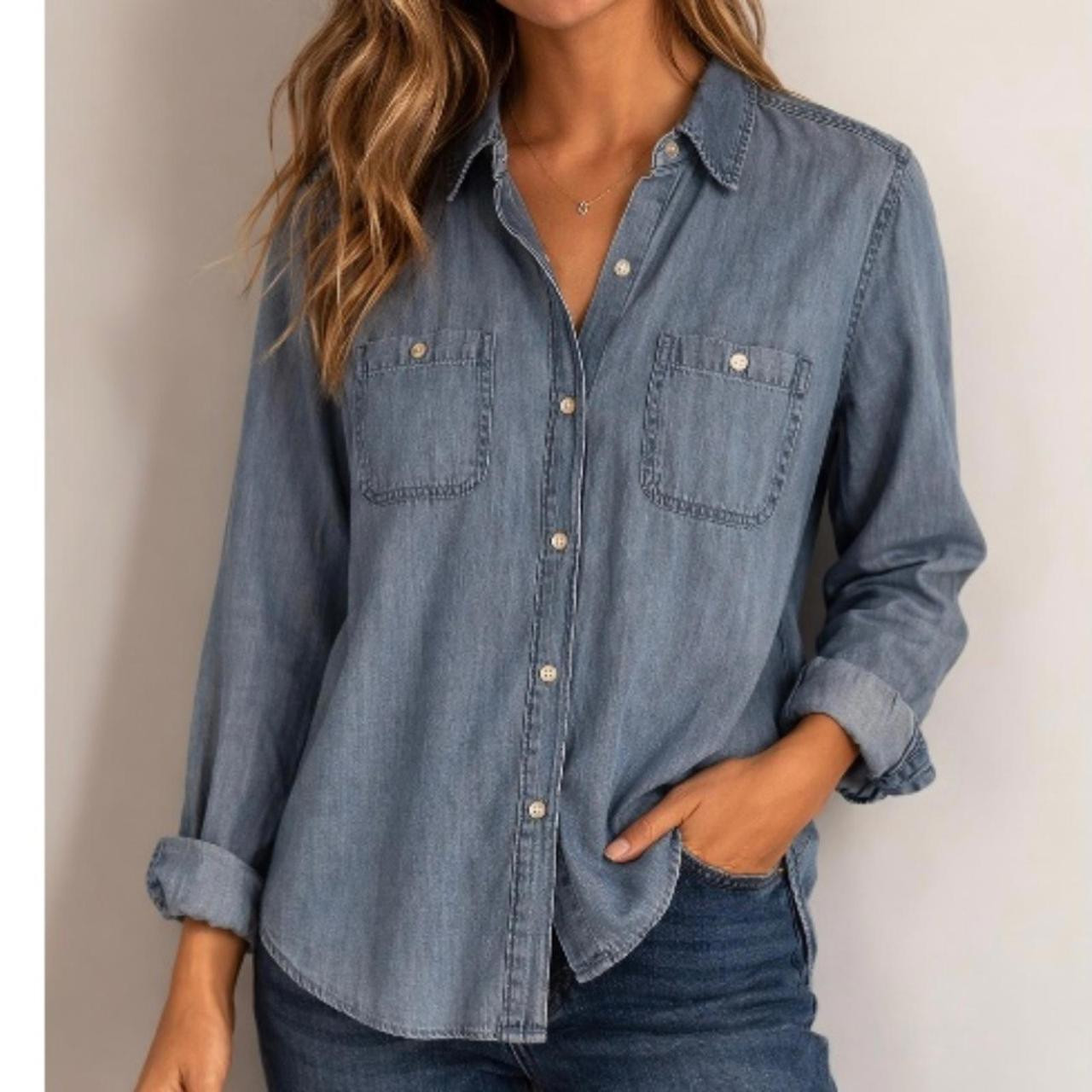 Old Navy Women's Shirt - Blue - L | Depop US