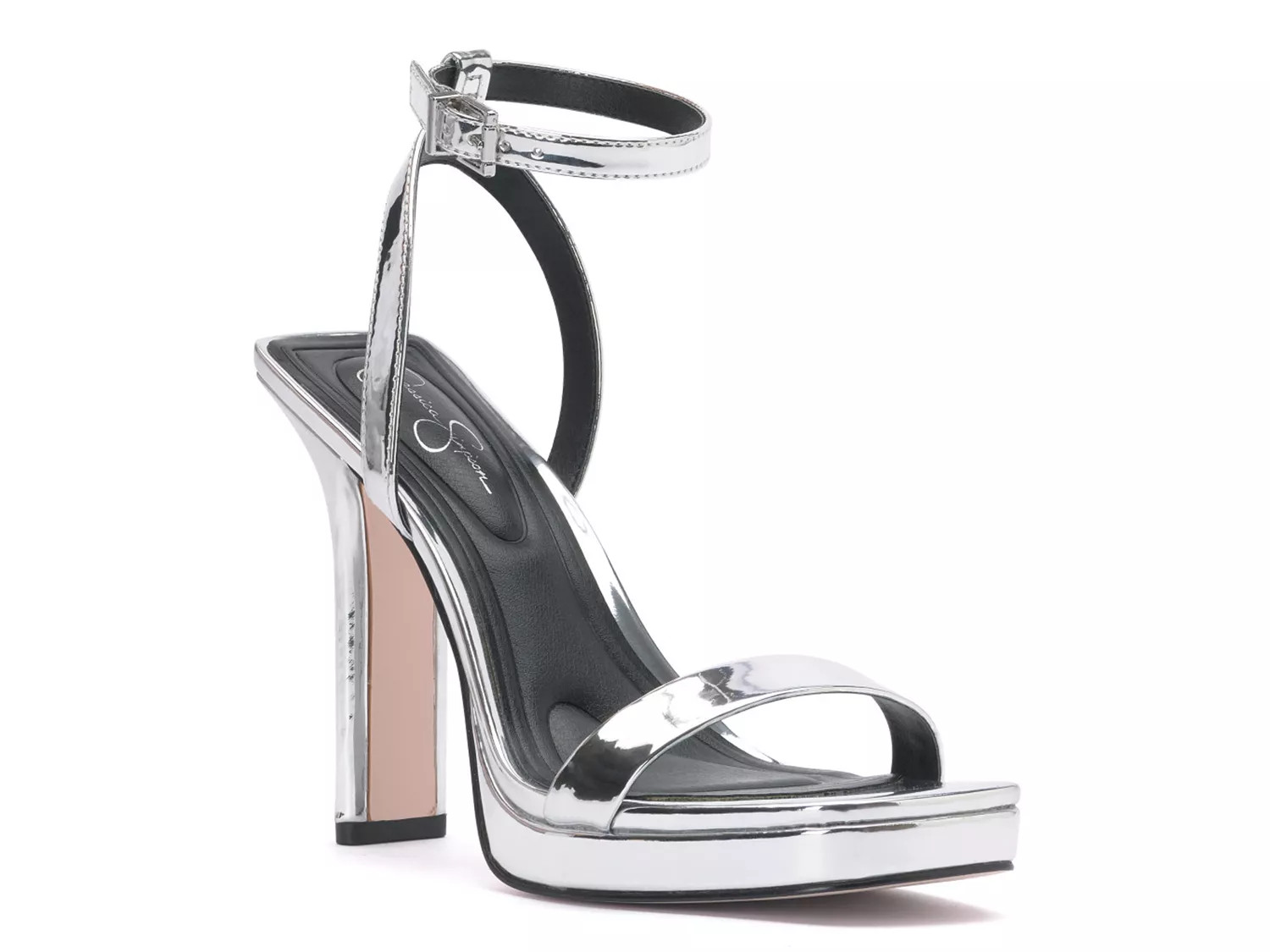 Jessica Simpson Adonia Sandal | Women's | Silver Metallic | Size 5 | Heels | Ankle Strap | DSW