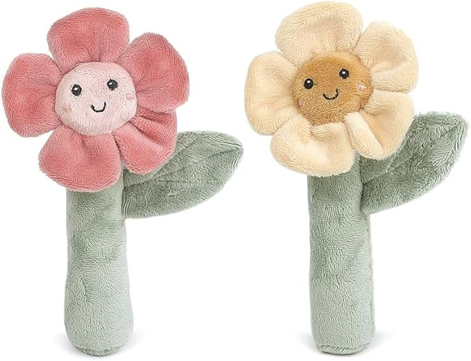 MON AMI Soft Baby Rattle Toy Set of 2 Pcs – 6”, Flower Shaped Plush Stuffed Rattle for Newbor... | Amazon (US)